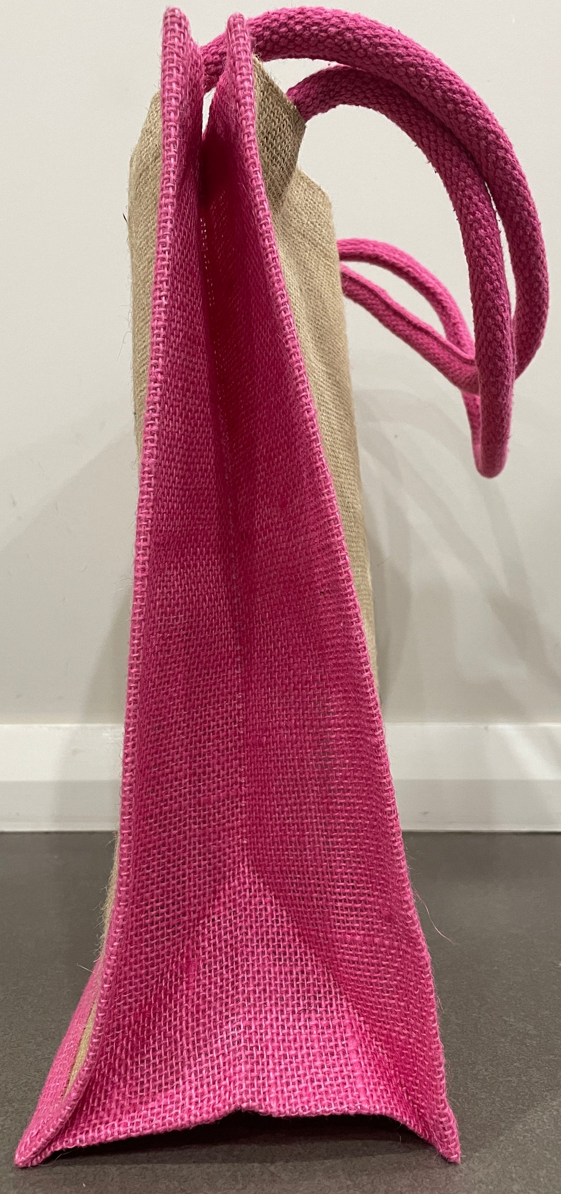 Printed Jute Bag - pink with Emu