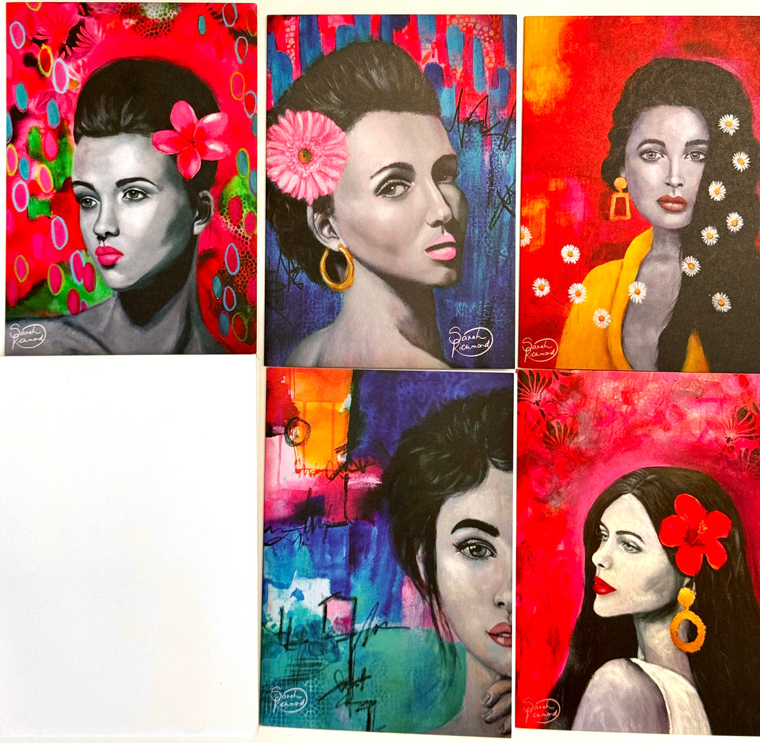 Female Portrait gift cards in pack of 5
