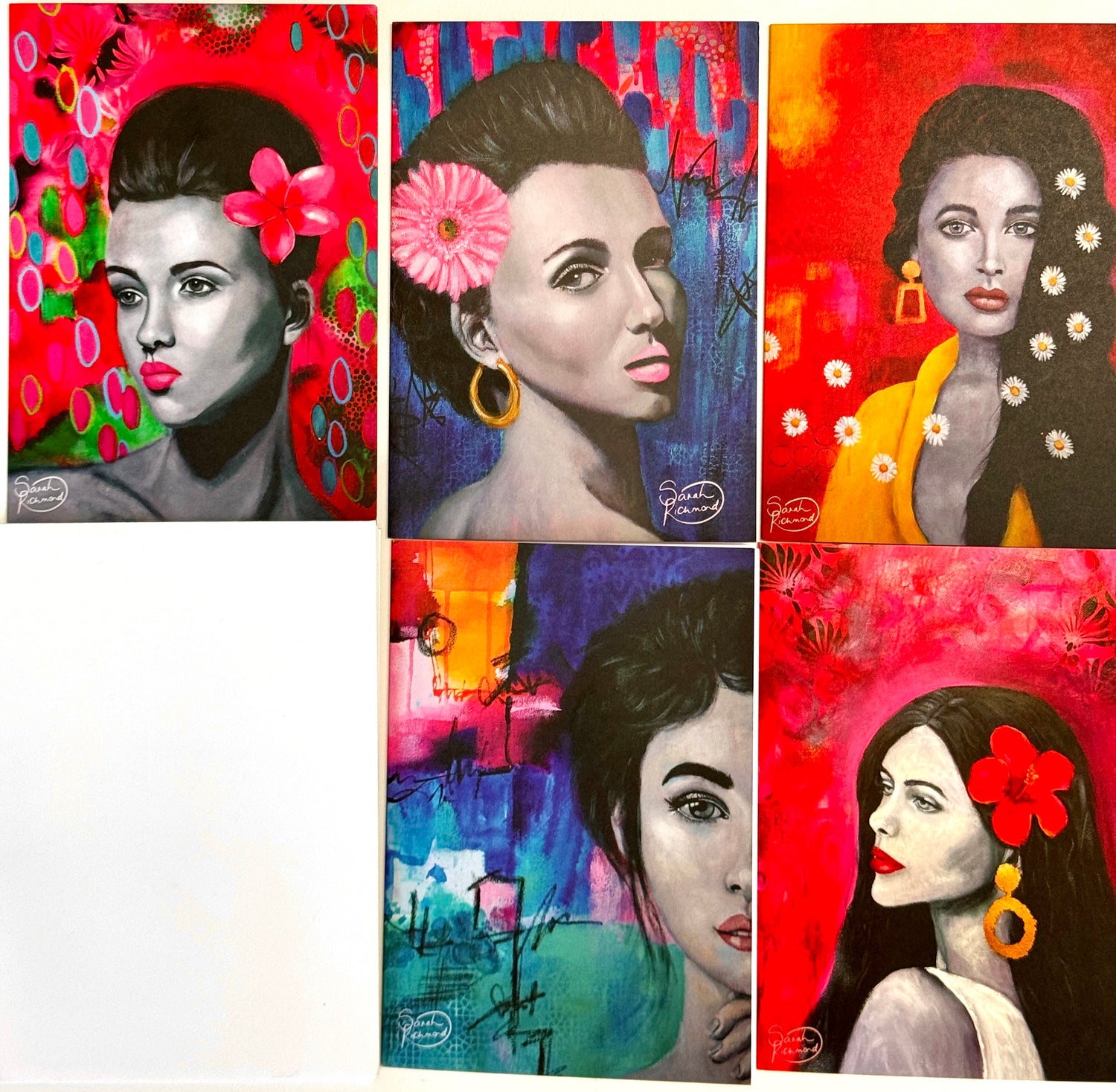 Female Portrait gift cards in pack of 5