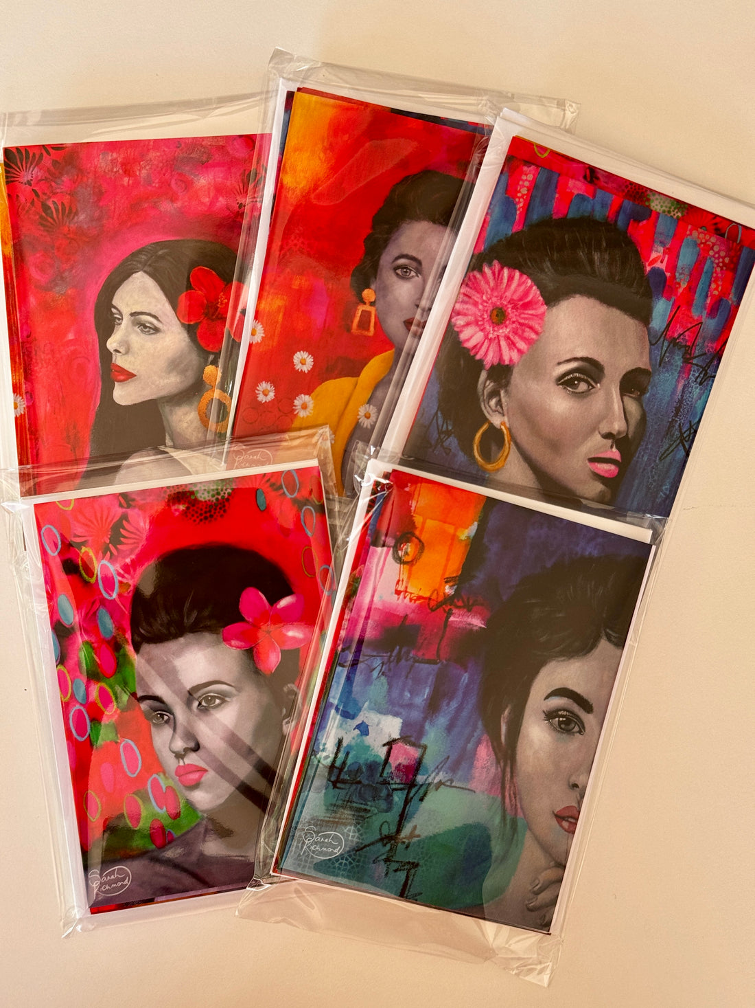 Female Portrait gift cards in pack of 5